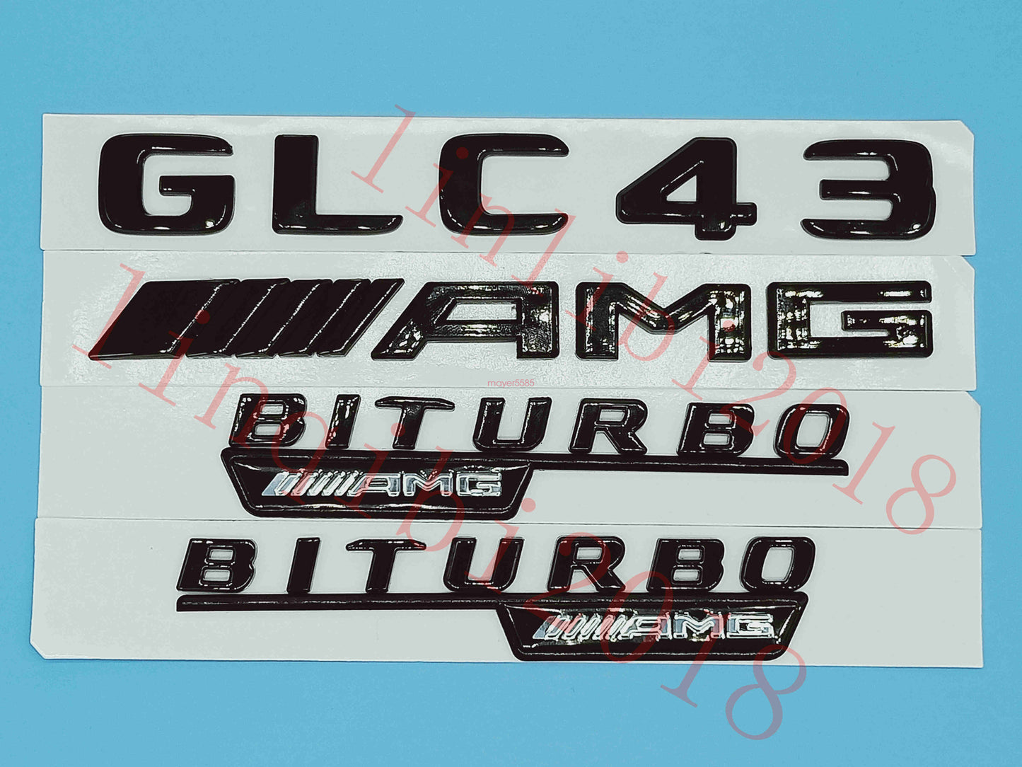 Gloss Black Flat " GLC43 AMG BITURBO" Trunk Embl Badge Sticker for Mercedes Benz