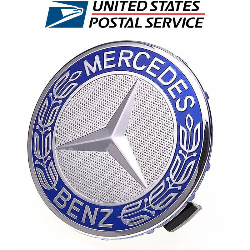 For Mercedes-Benz Light Blue Wheel Center Hub Caps Emblem, Set of 4 pc 75mm