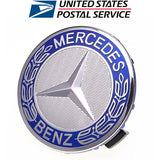 For Mercedes-Benz Light Blue Wheel Center Hub Caps Emblem, Set of 4 pc 75mm