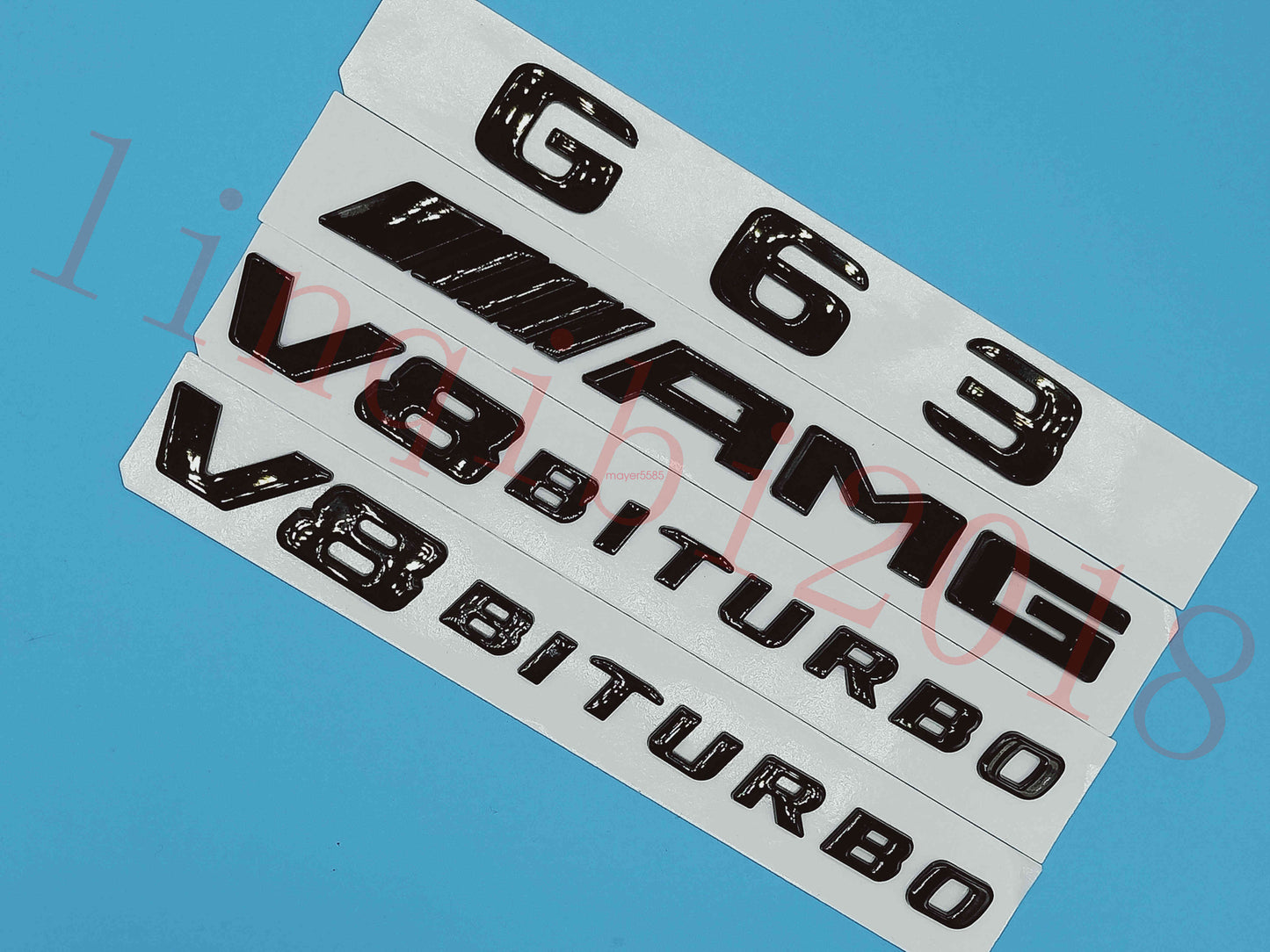 Gloss Black Flat G63 +AMG+ V8 BITURBO Trunk Embl Badge Sticker for Mercedes Benz