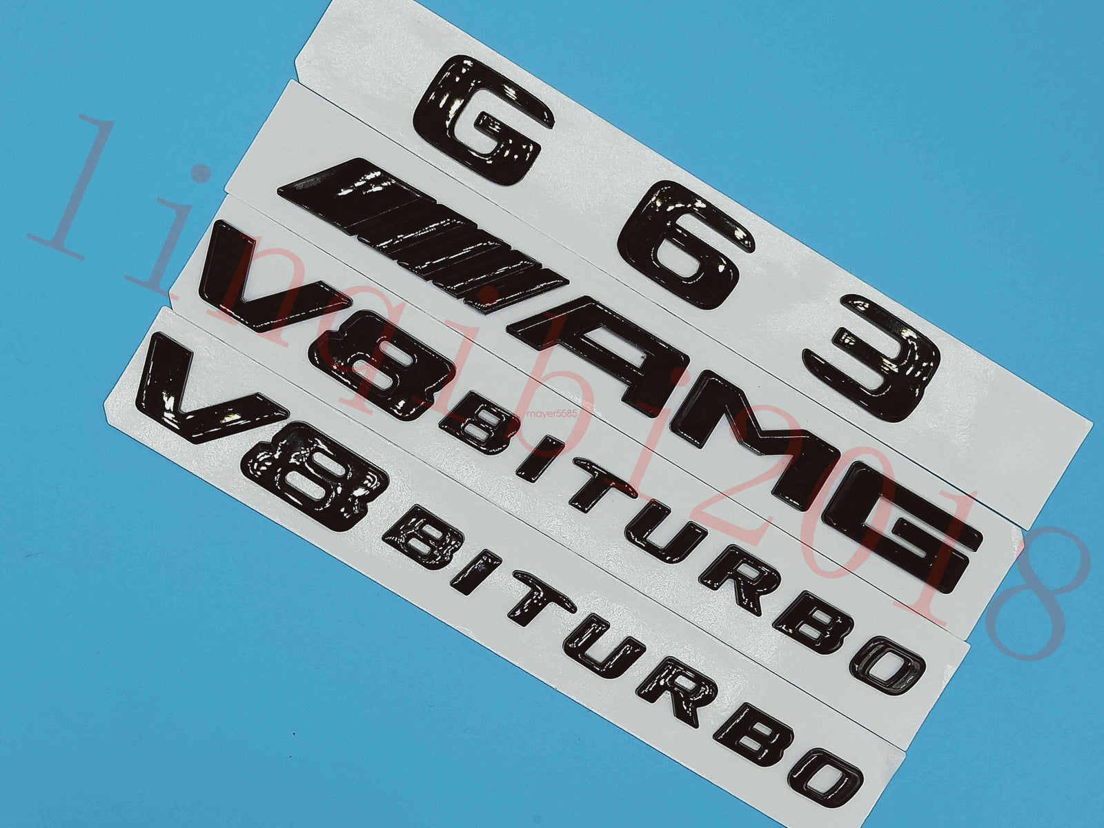 Gloss Black Flat G63 +AMG+ V8 BITURBO Trunk Embl Badge Sticker for Mercedes Benz