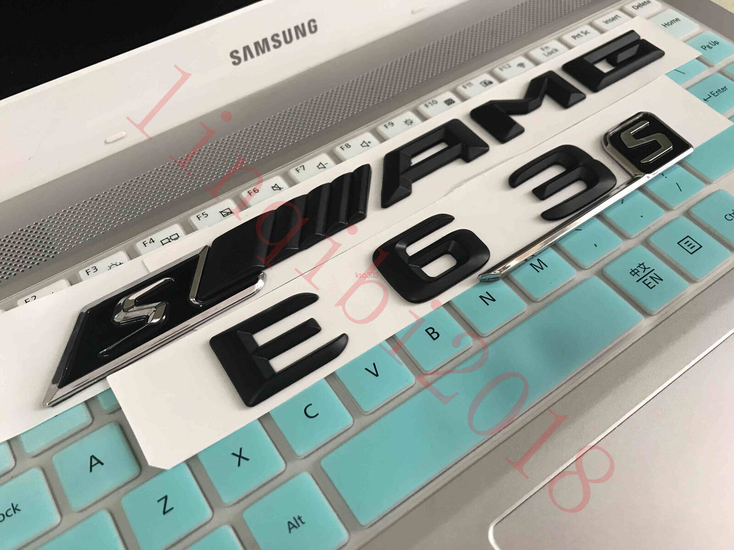 Matt black "s E63 + AMG s" Letters Trunk Emblem Badge Sticker