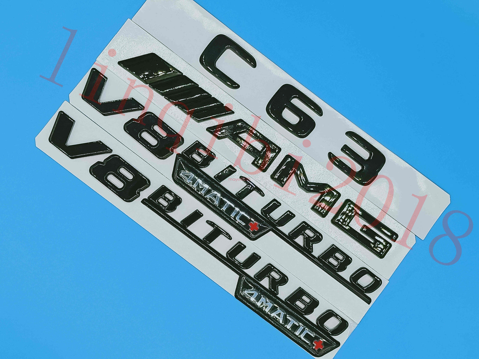Gloss Black Flat "C63 AMG V8 BITURBO" Trunk Embl Badge Sticker for Mercedes Benz