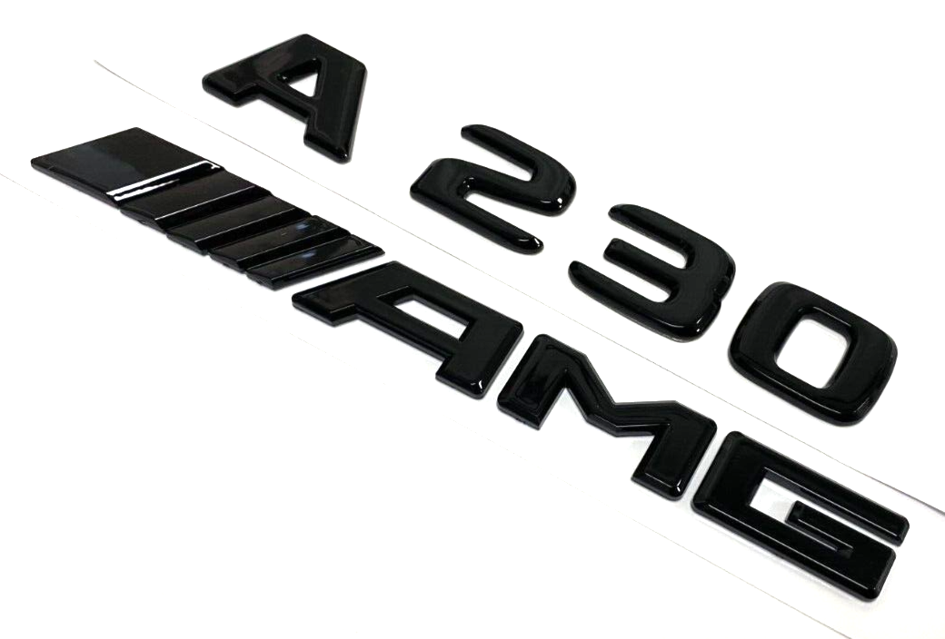 BLACK A230 + AMG FOR MERCEDES REAR TRUNK EMBLEM BADGE NAMEPLATE DECAL NUMBERS