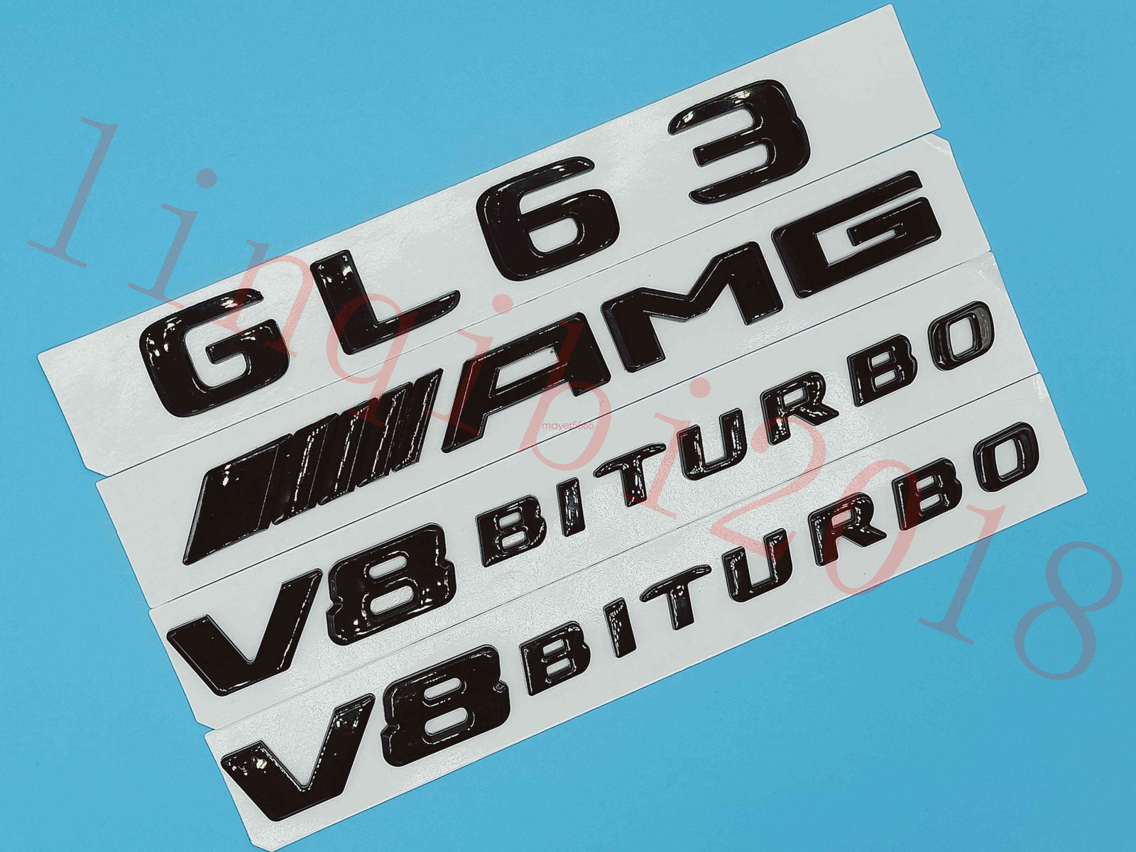 Gloss Black Flat GL63 AMG V8 BITURBO Trunk Embl Badge Sticker for Mercedes Benz