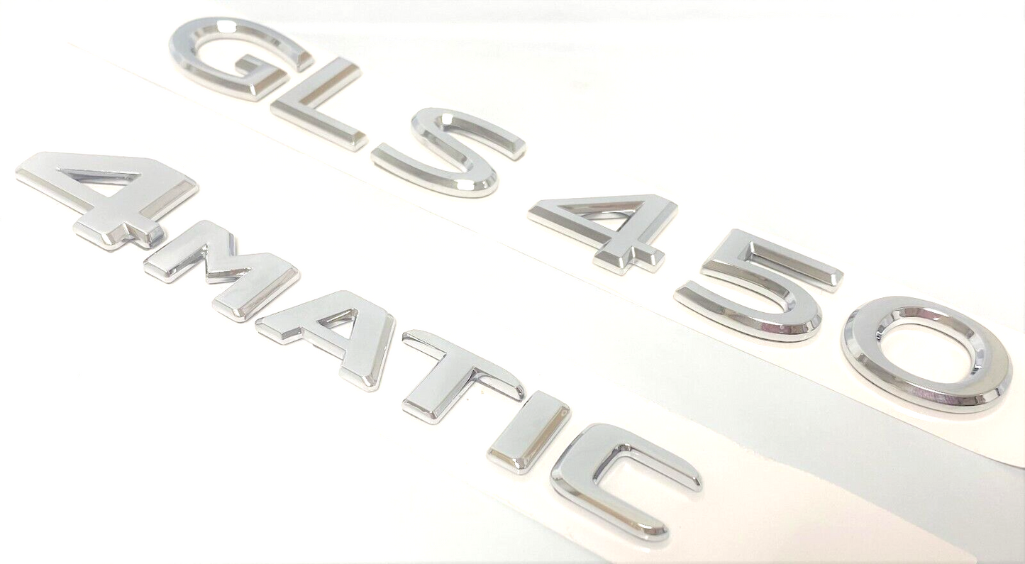 #3 CHROME GLS450 + 4MATIC REPLACEMENT FOR MERCEDES REAR TRUNK NAME EMBLEM BADGE