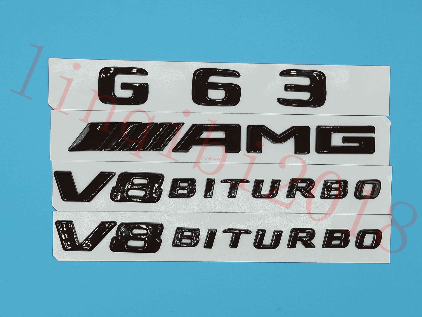 Gloss Black Flat G63 +AMG+ V8 BITURBO Trunk Embl Badge Sticker for Mercedes Benz