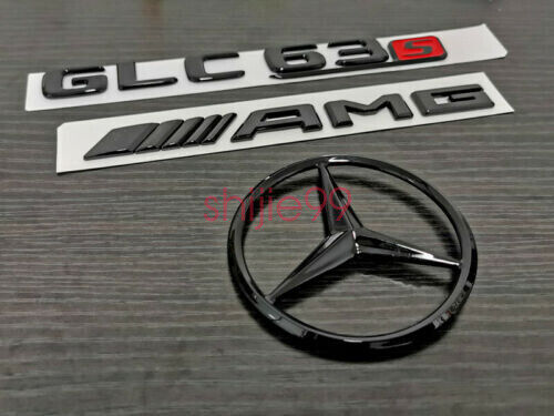 Black GLC63S AMG and Rear Star replacement PACKAGE Decal Badge Sticker X253 ONLY