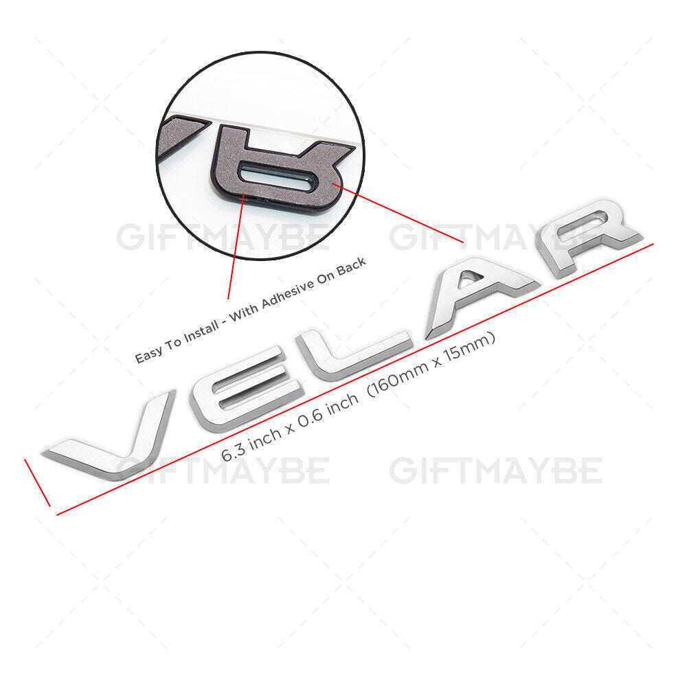 Velar Liftgate Logo Emblem Badge Replace OEM Range Land Rover Fender Rear Silver