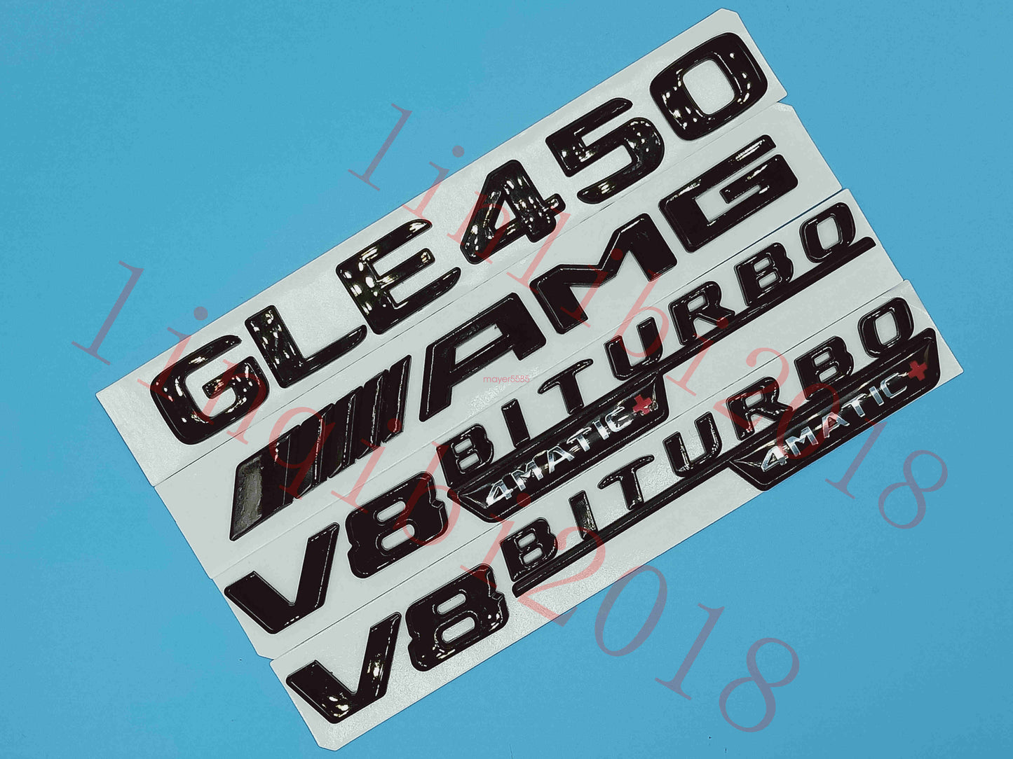 Gloss Black GLE450 AMG V8 BITURBO Trunk Embl Badge Sticker for Mercedes Benz