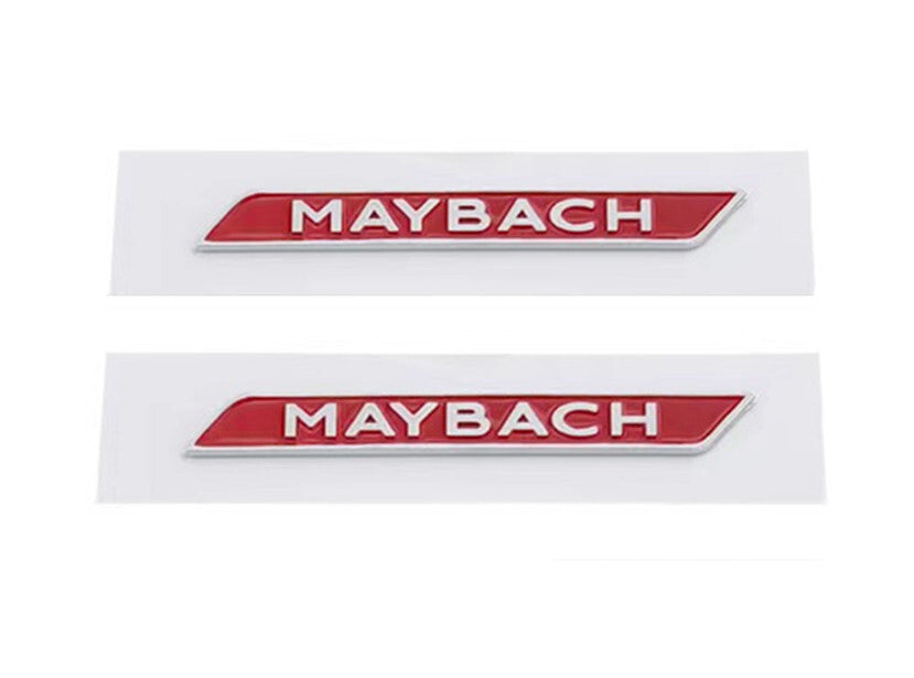 2Pcs Red Chrome Maybach Letters Fender Sticker Emblem Badge for Mercedes Benz