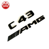 For Mercedes Benz C43 AMG BITURBO 4MATIC Glossy Black Emblem Badge W205 Full Set