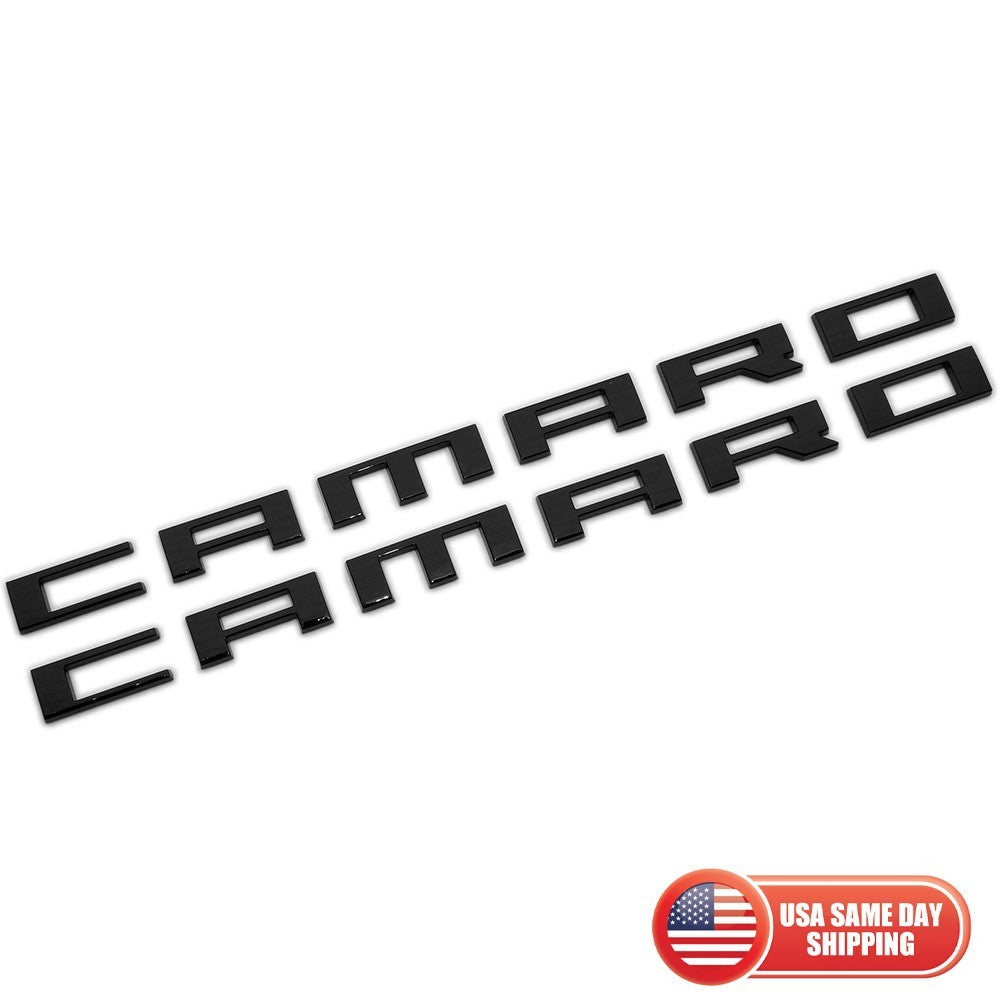 2pcs Camaro Emblem 2010-2015 Side Fender Badge Letter Nameplate Gloss Black