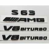 Gloss Black 3D Letters S63 AMG V8 BITURBO Emblems for Mercedes Benz W221 W222