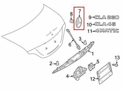 for Mercedes CLA W117 C117 Rear Boot Star Badge GLOSS BLACK A1178170016 2013+