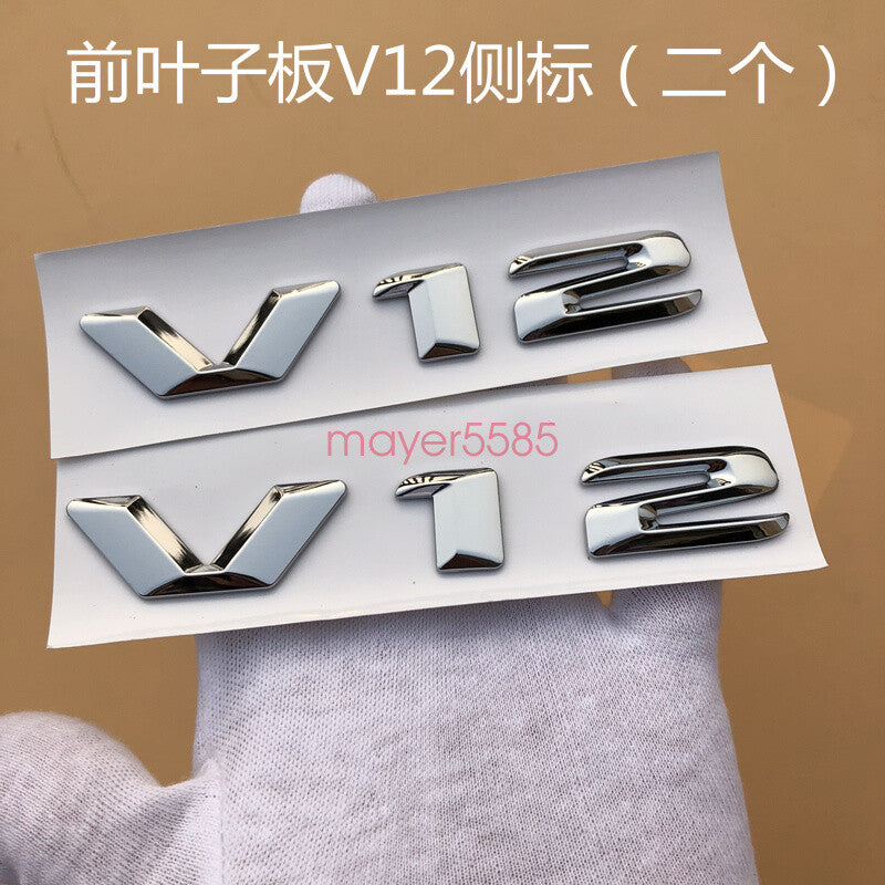 Chrome ABS " S680 + MAYBACH + V12 "  Emblem Auto Front Badge for Mercedes-Benz S