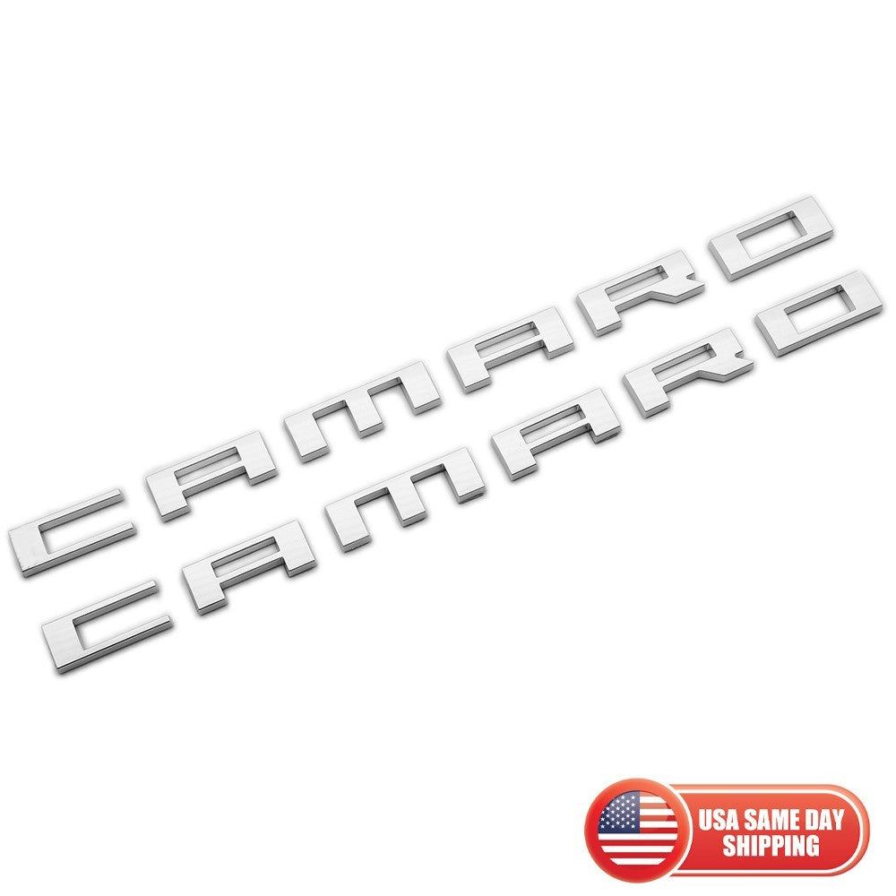 2pcs Camaro Emblem 2010-2015 Side Fender Badge Letter Nameplate Silver Chrome