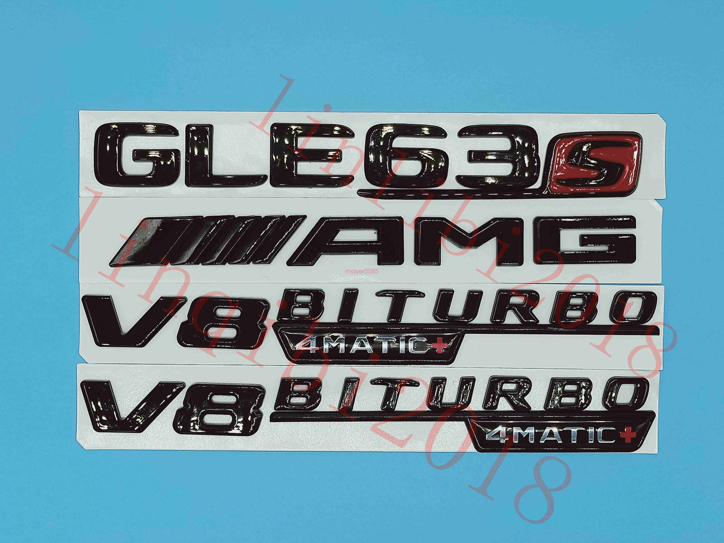 Gloss Black GLE63s AMG V8 BITURBO Trunk Embl Badge Sticker for Mercedes Benz