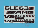 Gloss Black GLE63s AMG V8 BITURBO Trunk Embl Badge Sticker for Mercedes Benz