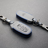 Blue Audi Car Remote Leather Key Fob Case Holder Protect Cover Decoration Gift