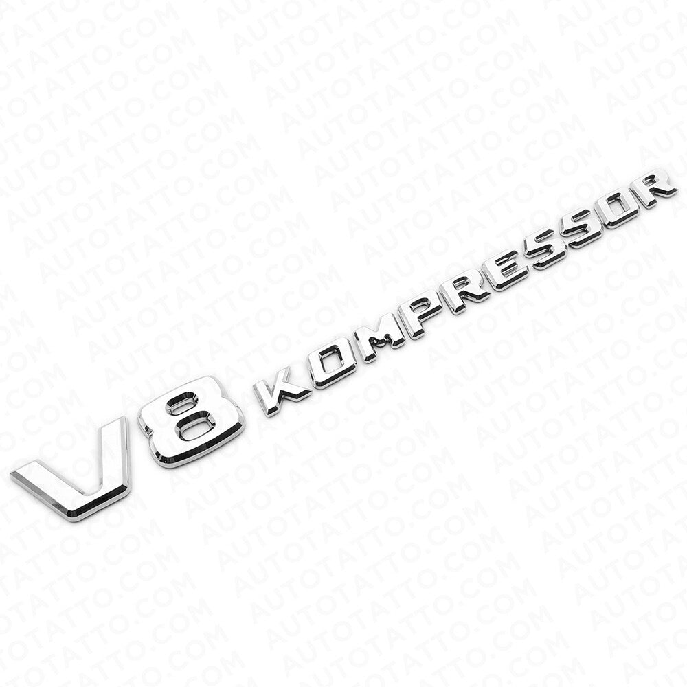 2x Mercedes 03-11 OEM Chrome V8 Kompressor Side Fender Logo Marker Emblem Badge