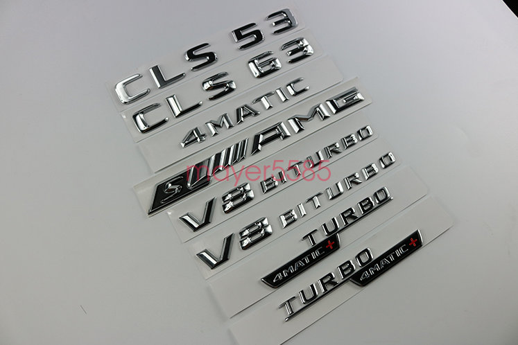 Chrome CLS53 AMG TURBO Letters Trunk Embl Badge Sticker For Mercedes Benz CLS