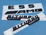 Gloss Black 3D "E55 AMG BITURBO 4 MATIC" Number Emblem Sticker for Mercedes-Benz