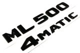 BLACK ML500+4MATIC FOR MERCEDES REAR TRUNK EMBLEM BADGE NAMEPLATE DECAL NUMBER