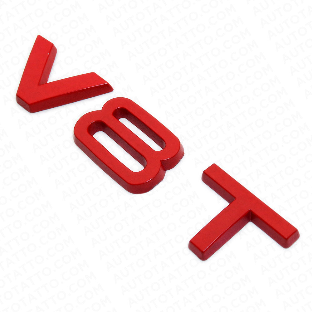 Audi Red V8T Side Fender Marker Letter Badge Emblem Badge Logo Sport Limited