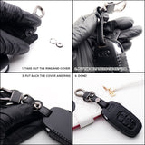 Blue Audi Car Remote Leather Key Fob Case Holder Protect Cover Decoration Gift