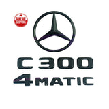 Gloss Black C300 4MATIC Rear Star Emblem Black Letter Set for Mercedes W204