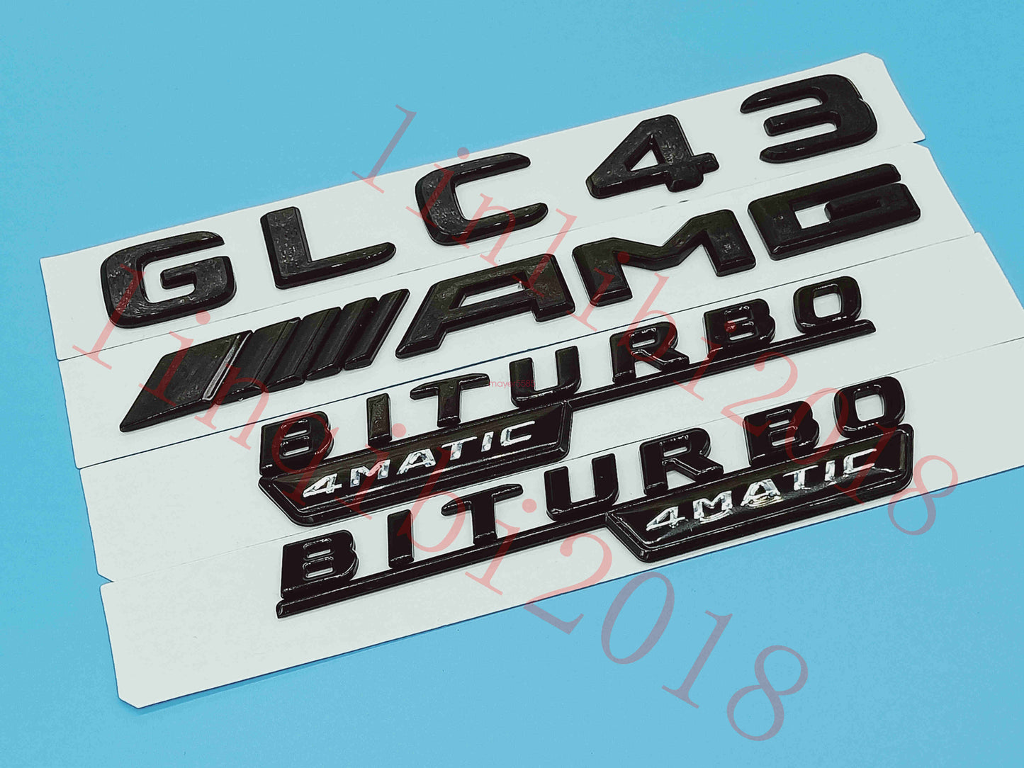 Flat Gloss Black "GLC43 AMG BITURBO" Emblem Badge Sticker for Mercedes Benz GLC