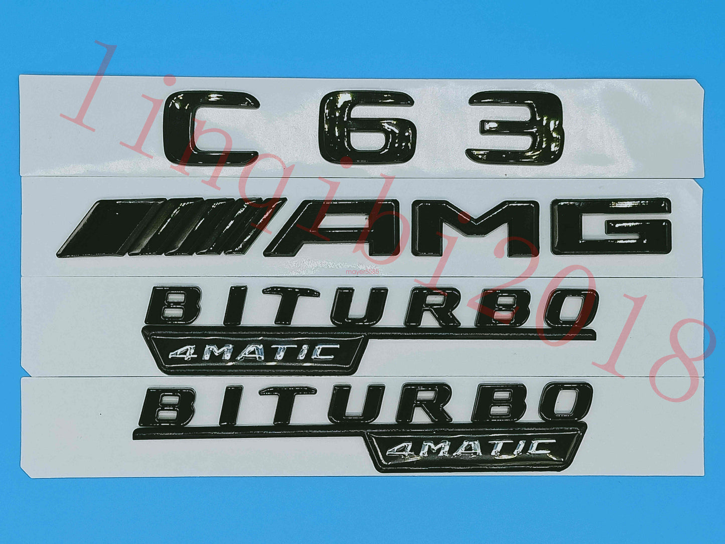 Gloss Black Flat " C63 AMG BITURBO " Trunk Embl Badge Sticker for Mercedes Benz