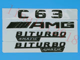 Gloss Black Flat " C63 AMG BITURBO " Trunk Embl Badge Sticker for Mercedes Benz