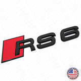 Audi RS 6 Gloss Black Rear Letter Tail Nameplate Trunk Emblem Badge Sport Sline