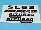 Flat Gloss Black " SL63 AMG BITURBO" Emblem Badge Sticker for Mercedes Benz SL63