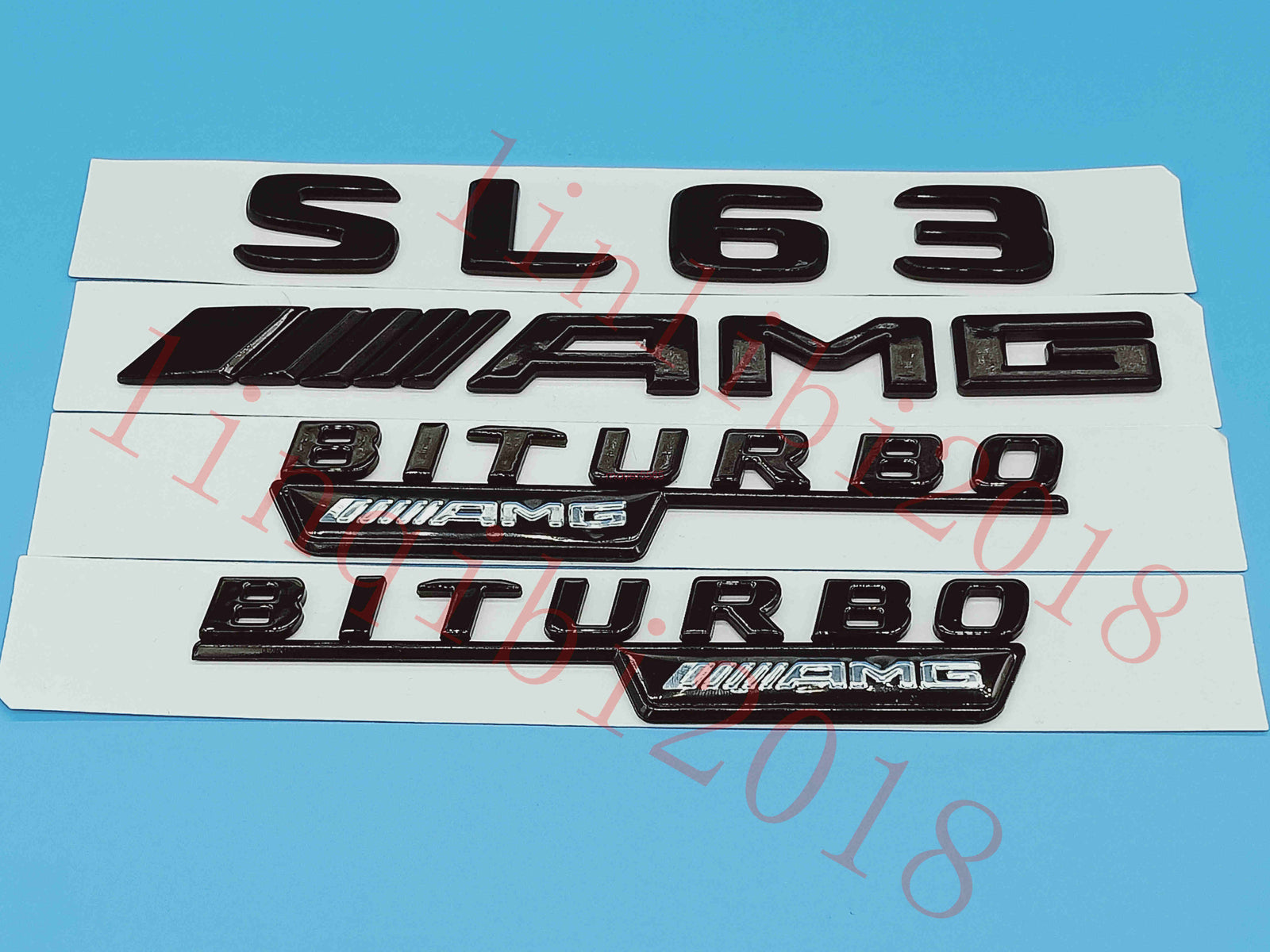 Flat Gloss Black " SL63 AMG BITURBO" Emblem Badge Sticker for Mercedes Benz SL63
