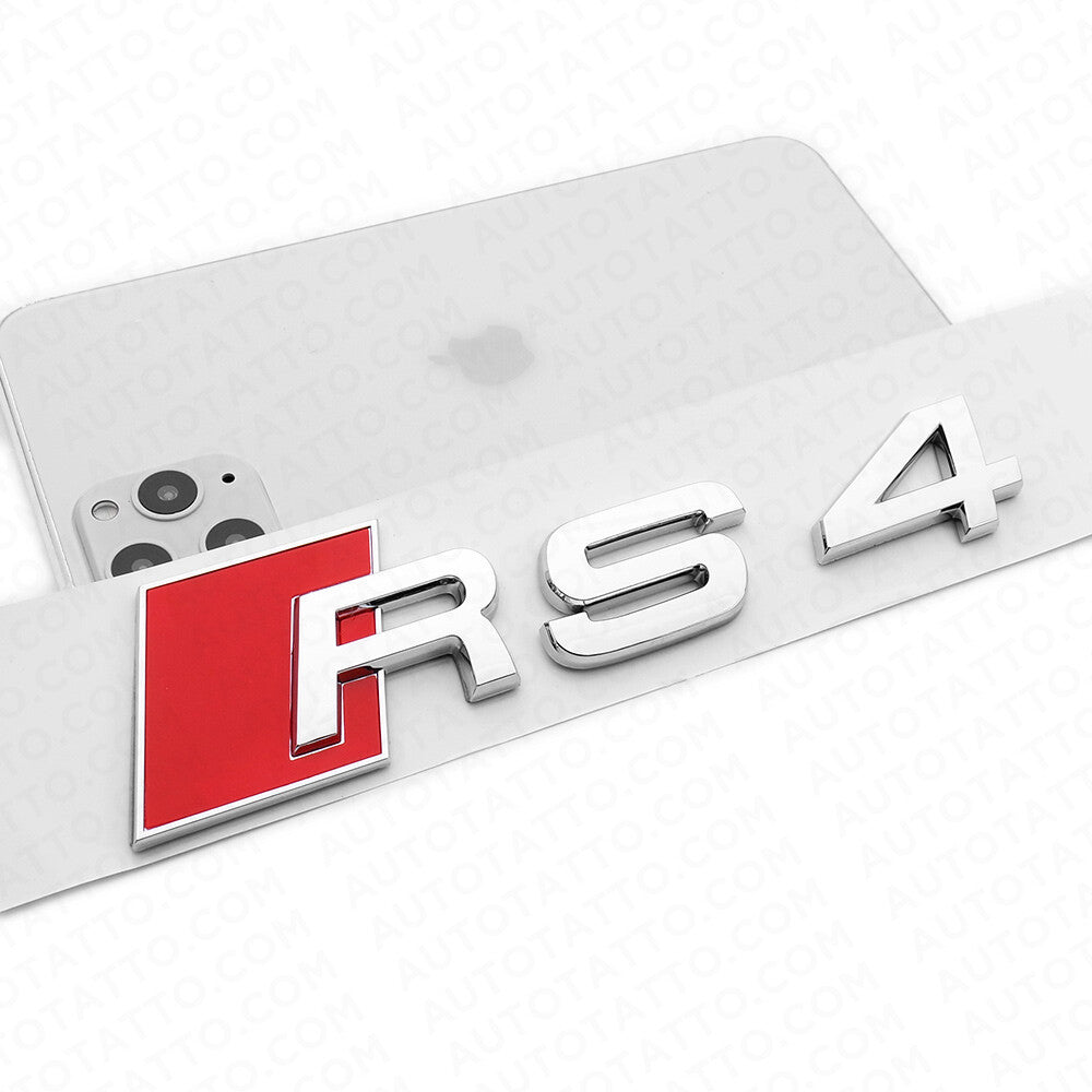For Audi RS 4 OEM Chrome Rear Letter Tail Badge Trunk Emblem Badge Logo Sport