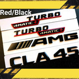 CLA45 AMG Trunk Emblem TURBO/4matic+ Fender Badge Red Gloss Black Ser