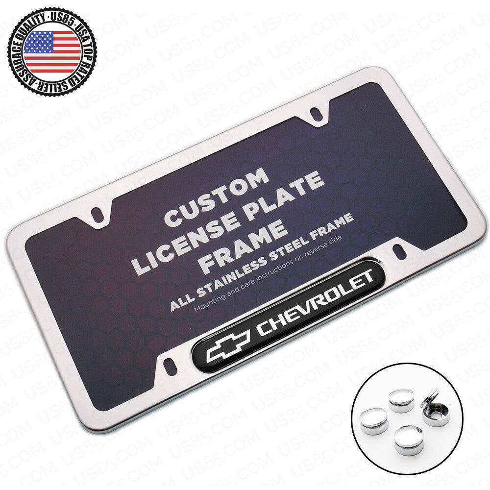 Chrome Stainless Steel Front Rear Chevrolet Sport License Plate Frame Cover Gift