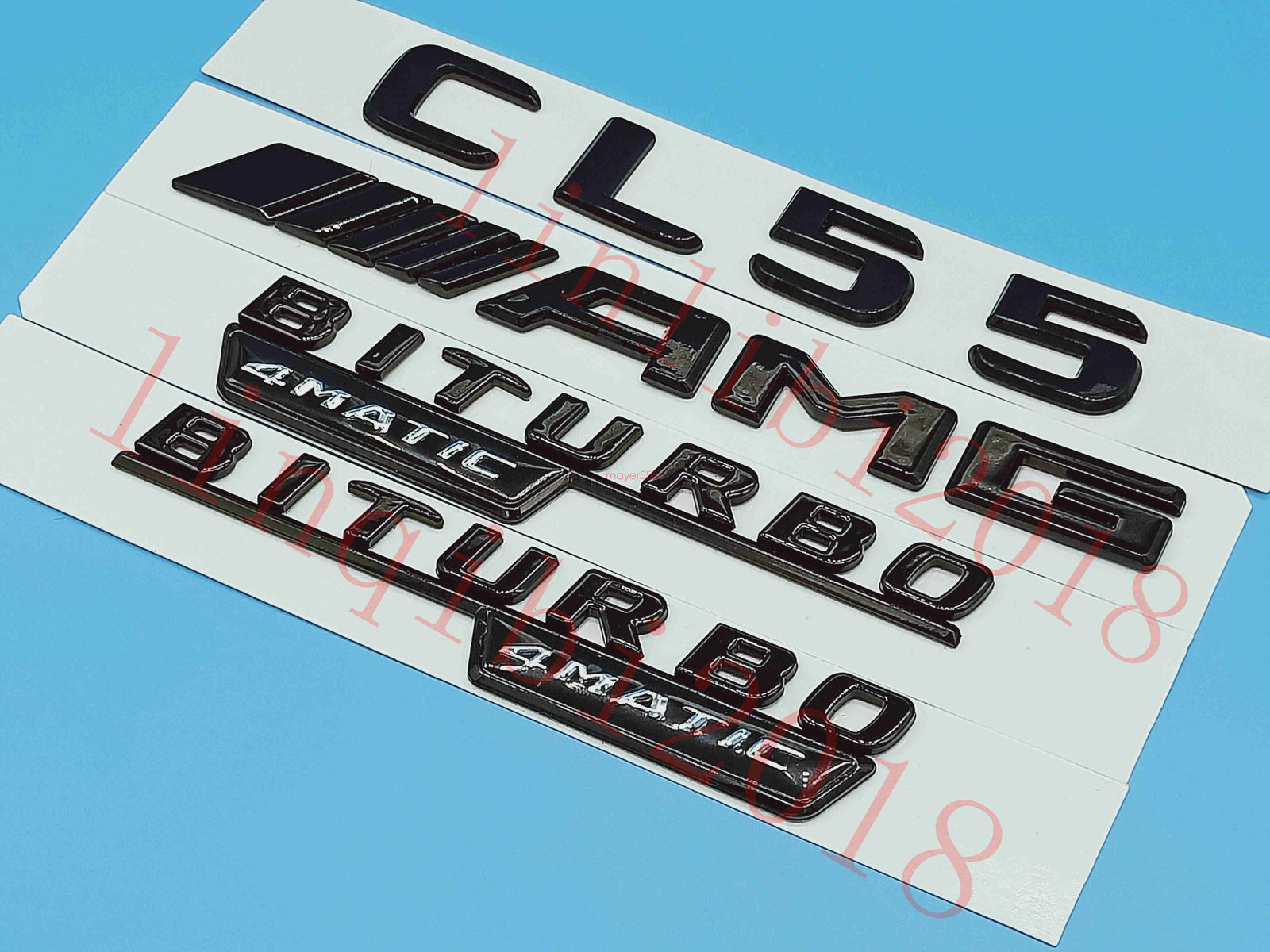 Flat Gloss Black " CL55 AMG BITURBO" Emblem Badge Sticker for Mercedes Benz CL55