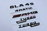 Black GLA45 + AMG + 4 MATIC + TURBO Trunk Emblem Badge Sticker for Mercedes