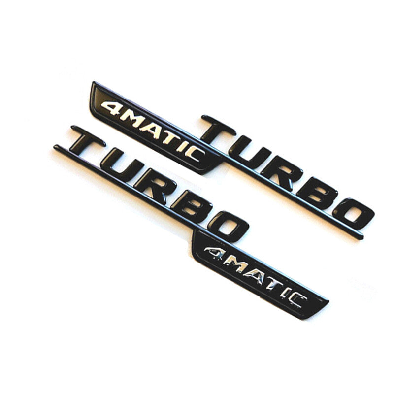Gloss Black Turbo 4MATIC Side Decal Badge Emblem For Mercedes A200 A250 A45 AMG