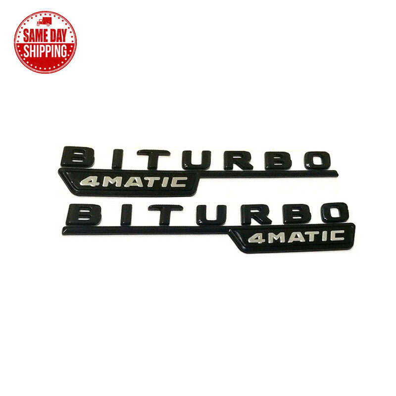 For Mercedes Benz C43 AMG BITURBO 4MATIC Glossy Black Emblem Badge W205 Full Set