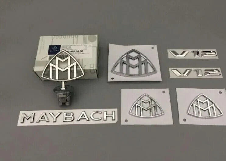 7pcs Maybach S-Class Hood Standing Fender Rear Badge Set V12 W222 W221