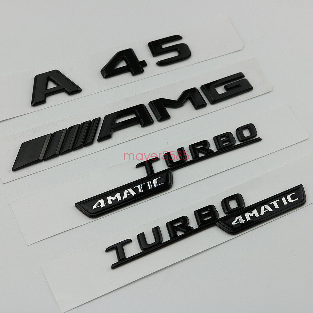 Matte black A45 AMG TURBO 4 MATIC Trunk Emblem Badge Sticker for Mercedes Benz