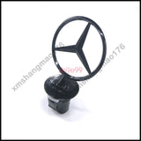 For Mercedes Benz Gloss Black Front Hood Ornament Star Mounted Emblem C E S AMG