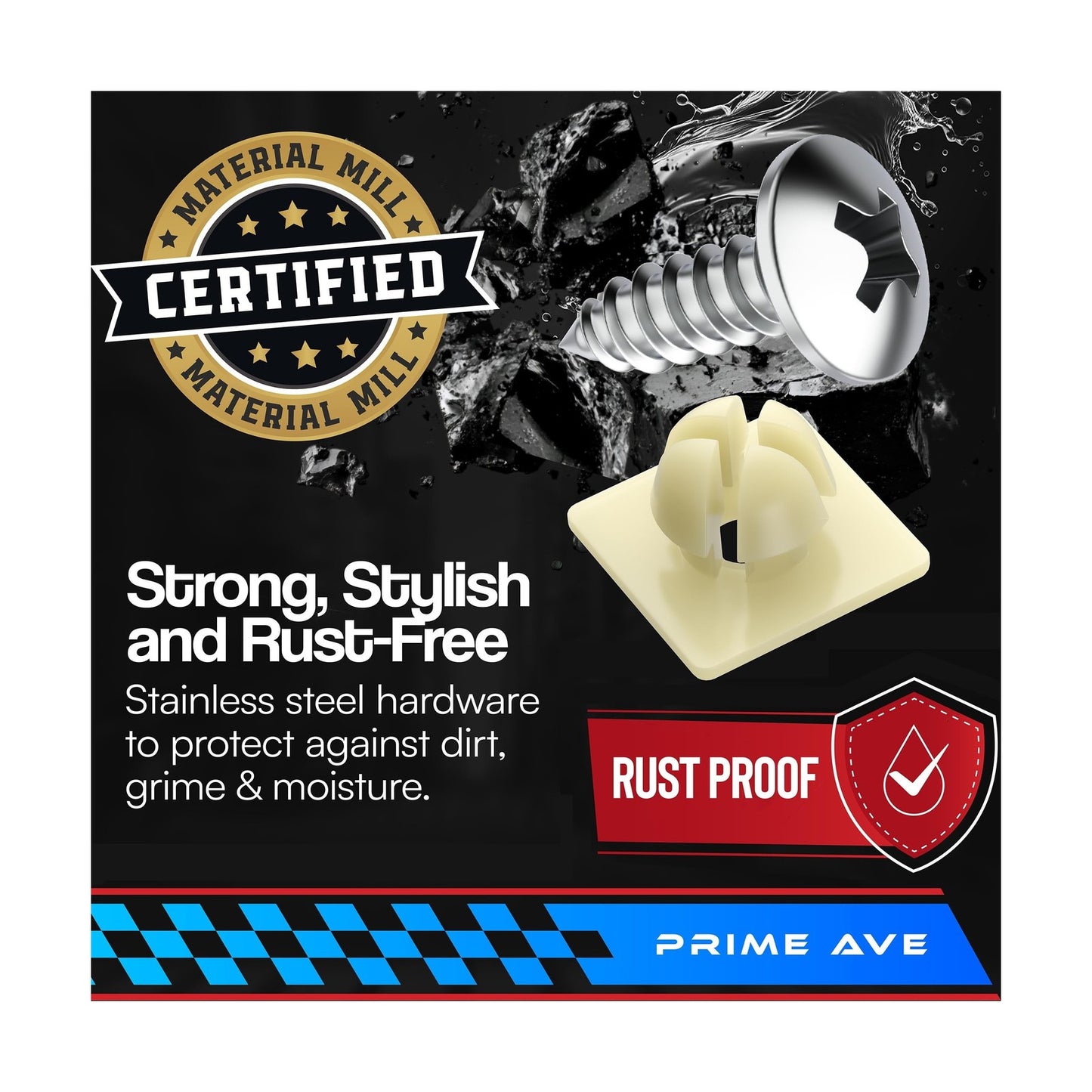 License Plate Screws with Nylon Inserts - Stainless Steel Rust Proof License ...