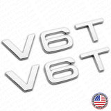 2x Audi OEM Chrome V6T Side Fender Marker Letter Badge Emblem Badge Logo Sport