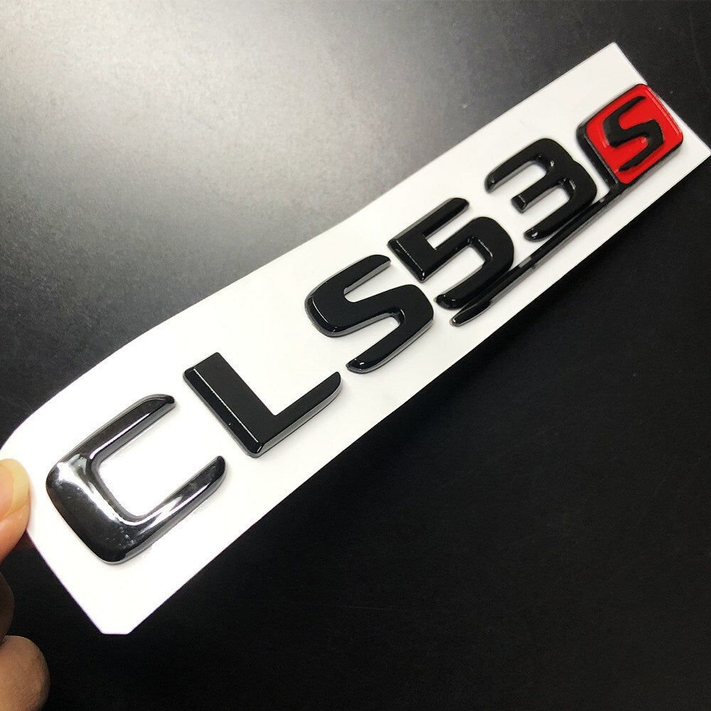 1Set CLS53S Chrome Black S Car Rear Trunk Lid Sticker Emblem For Mercedes-Benz